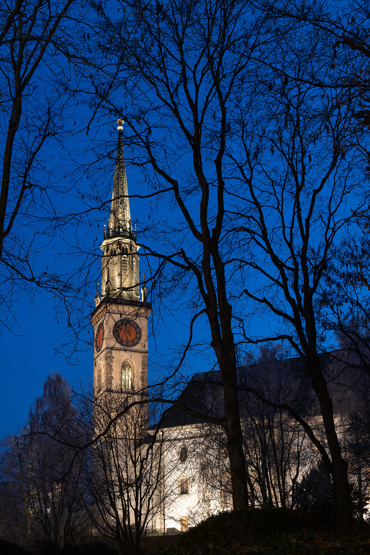Architekturfotografie Kirche Cham Nachtbeleuchtung